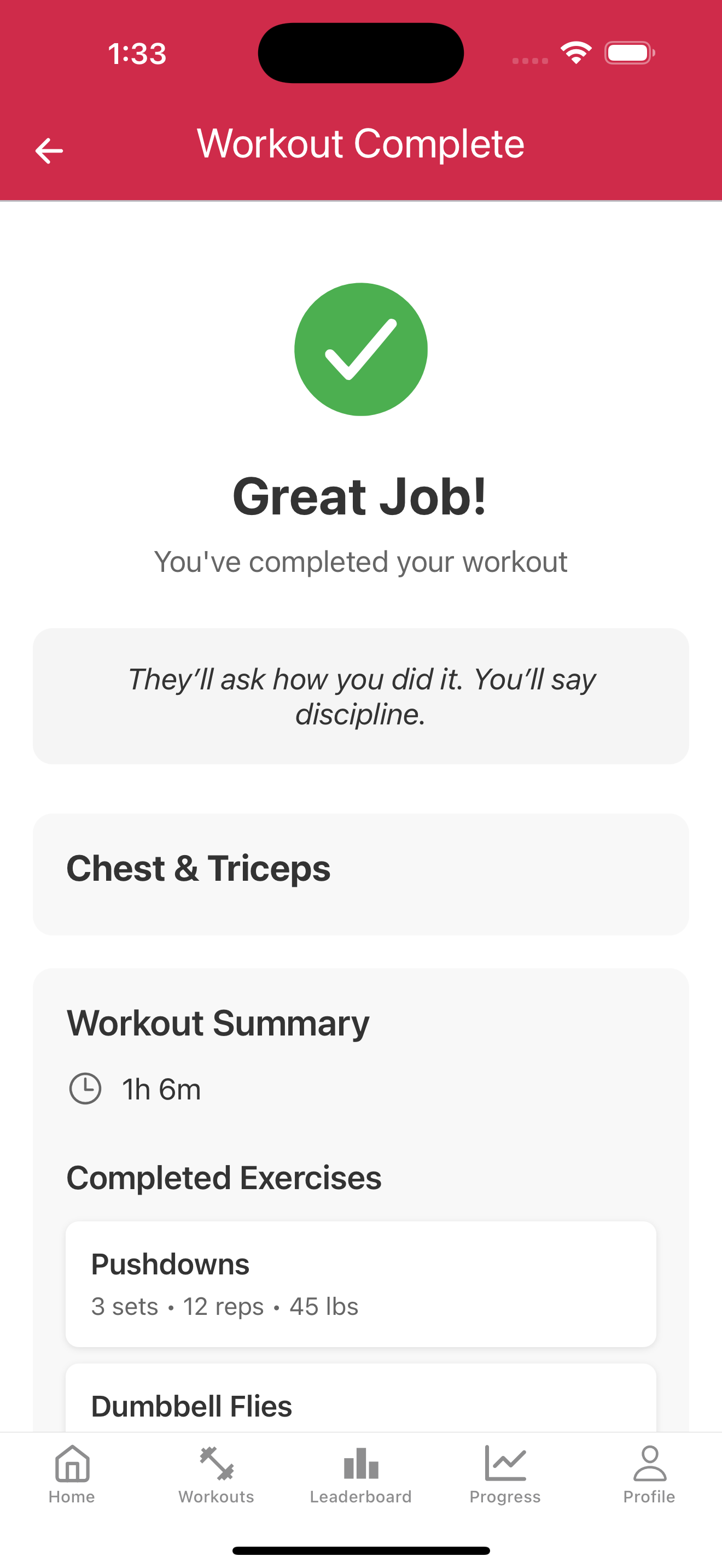 Workout Complete